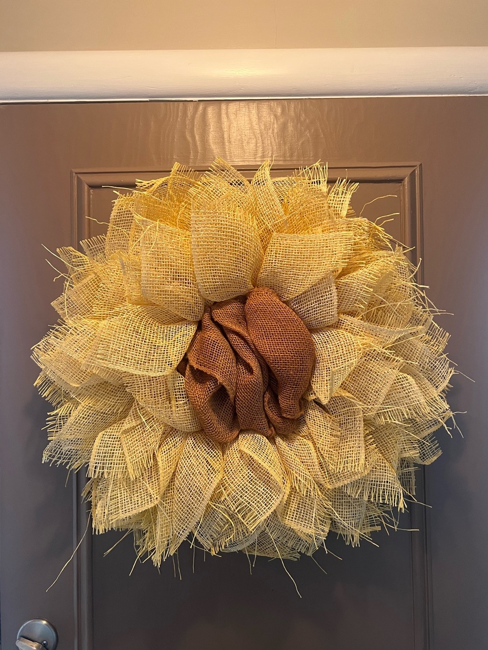 Handcrafted Yellow and Brown Burlap Sunflower Wreath - Home Holiday